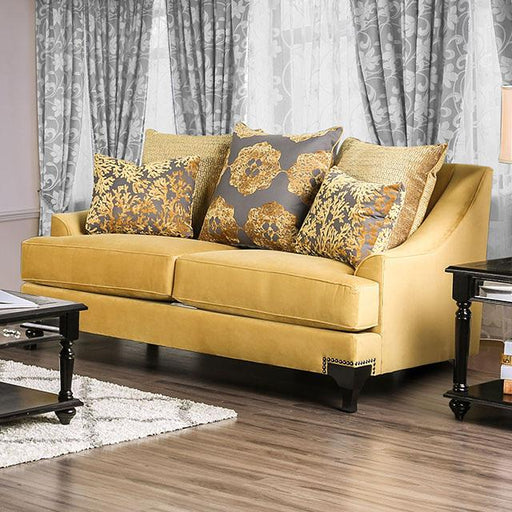 Viscontti Gold/Gray Love Seat, Gold - The Mattress Center (Fresno,CA)