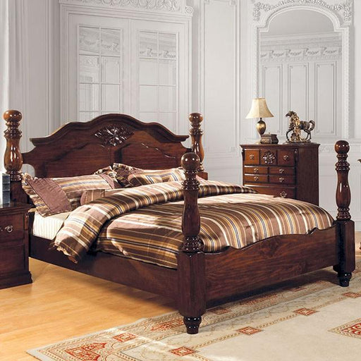Tuscan II Glossy Dark Pine Cal.King, E.King, & Queen Bed - The Mattress Center (Fresno,CA)