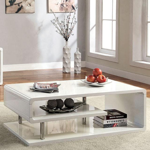 Ninove I White/Chrome Coffee Table - The Mattress Center (Fresno,CA)