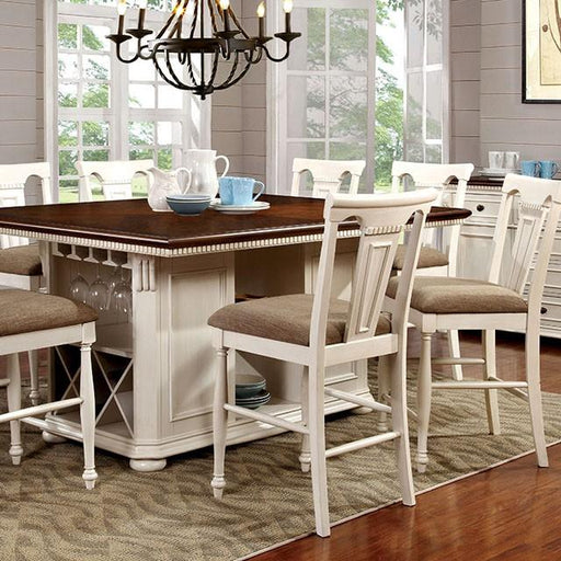SABRINA Off White/Cherry Counter Ht. Table, Cherry & White - The Mattress Center (Fresno,CA)