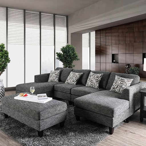 Lowry Gray Sectional w/ Ottoman - The Mattress Center (Fresno,CA)