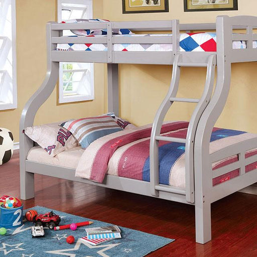 SOLPINE Gray & Oak Twin/Full Bunk Bed - The Mattress Center (Fresno,CA)