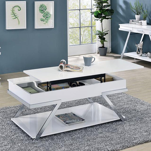 TITUS Coffee Table, White/Chrome - The Mattress Center (Fresno,CA)