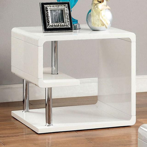 Ninove I White/Chrome End Table - The Mattress Center (Fresno,CA)