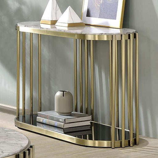 OFELIA Sofa Table, Antique Brass/Black - The Mattress Center (Fresno,CA)