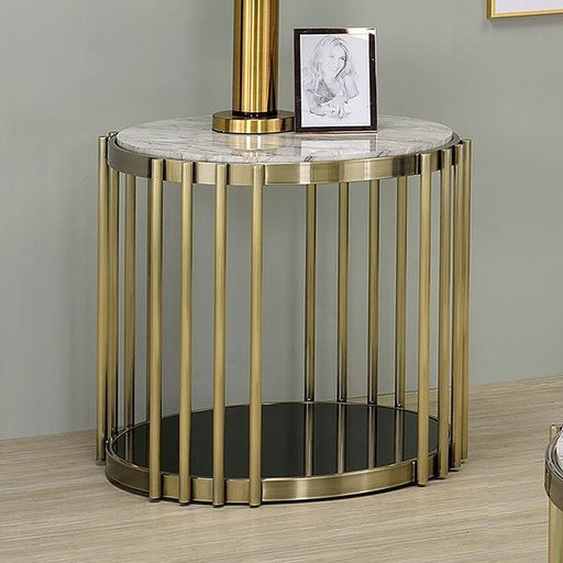 OFELIA End Table, Antique Brass/Black - The Mattress Center (Fresno,CA)