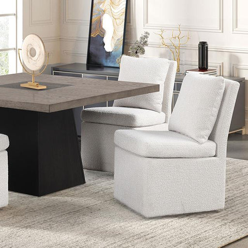 Broager 5 Pc Dining Table Set (White Caster Chairs) Walnut - The Mattress Center (Fresno,CA)