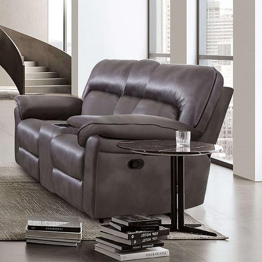 JOSIAS Loveseat, Dark Gray Leatherette - The Mattress Center (Fresno,CA)