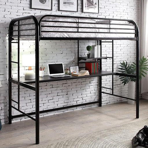 Opal Iii Black & Silver Twin Loft Bed - The Mattress Center (Fresno,CA)