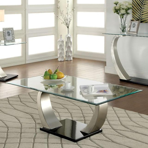 ROXO Satin Plated/Black Coffee Table - The Mattress Center (Fresno,CA)