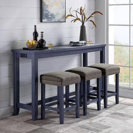 CAERLEON 4 Pc. Counter Ht. Table Set, Blue - The Mattress Center (Fresno,CA)