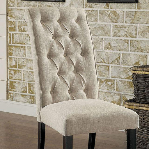 Mashall Beige/Antique Black Side Chair, Ivory (2/CTN) - The Mattress Center (Fresno,CA)