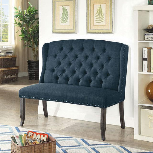 Sania III Blue 2-Seater Love Seat Bench, Blue - The Mattress Center (Fresno,CA)