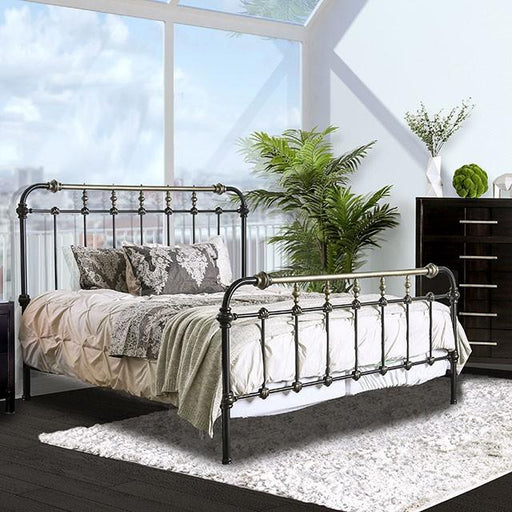 RIANA Antique Black Metal E.King, Full, Queen, & Twin Bed - The Mattress Center (Fresno,CA)