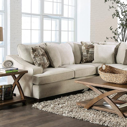 MORNINGTON Sectional, Ivory/Brown - The Mattress Center (Fresno,CA)
