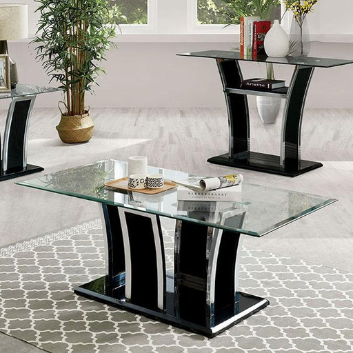 Staten Glossy Black/Chrome Coffee Table - The Mattress Center (Fresno,CA)
