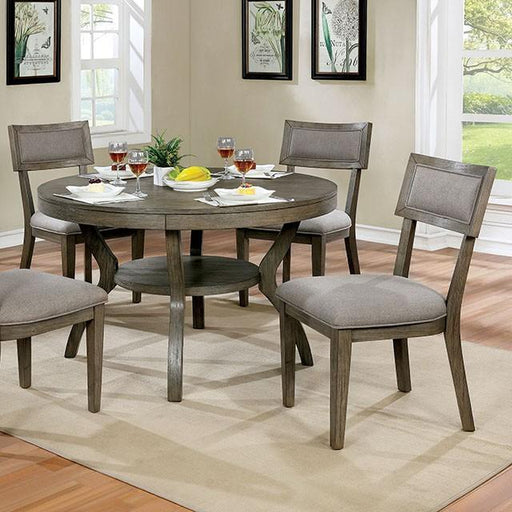 Leeds Gray Round Dining Table - The Mattress Center (Fresno,CA)