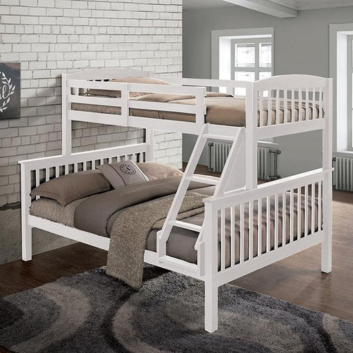 Brookings Twin/Full Bunk Bed White, Brown & Black - The Mattress Center (Fresno,CA)