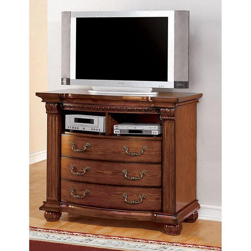 Bellagrand Antique Tobacco Oak Media Chest - The Mattress Center (Fresno,CA)