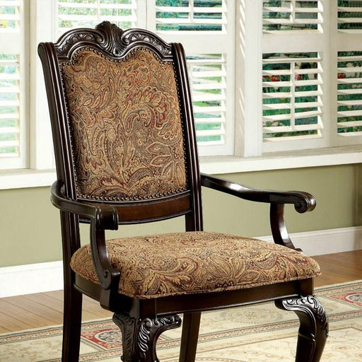 BELLAGIO Brown Cherry/Pattern Fabric Arm Chair (2/CTN) - The Mattress Center (Fresno,CA)
