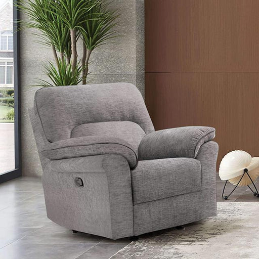 JOSIAS Glider Recliner, Light Gray Fabric - The Mattress Center (Fresno,CA)
