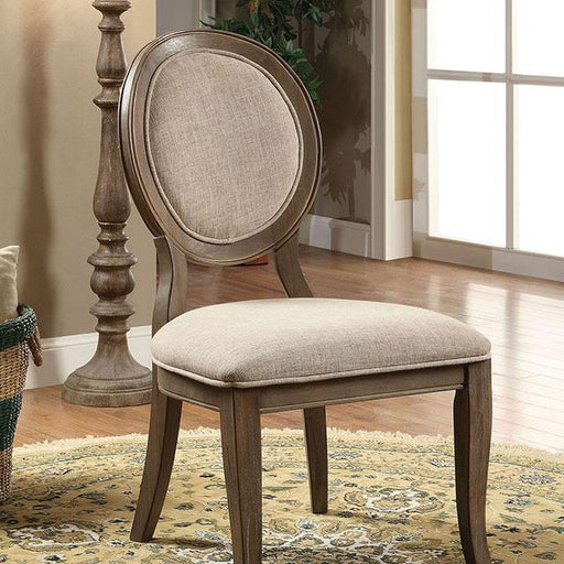 Kathryn Rustic Dark Oak/Beige Side Chair (2/CTN) - The Mattress Center (Fresno,CA)
