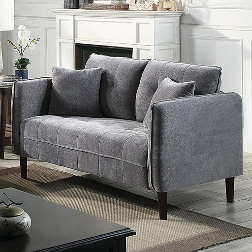 LYNDA Loveseat w/ Pillows, Dark Gray - The Mattress Center (Fresno,CA)