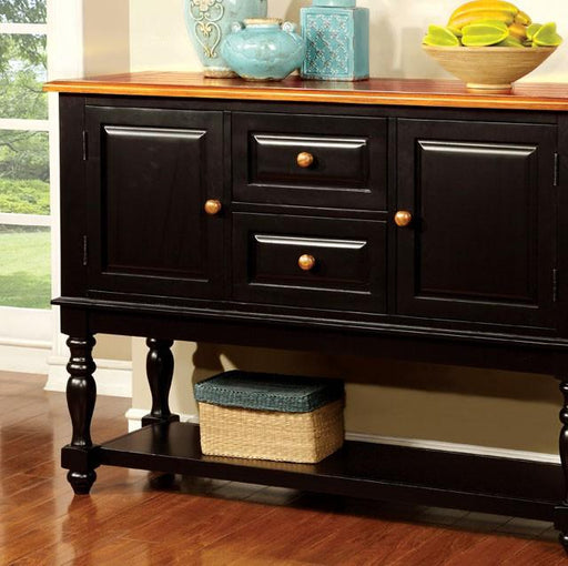 MAYVILLE Black/Antique Oak Server - The Mattress Center (Fresno,CA)
