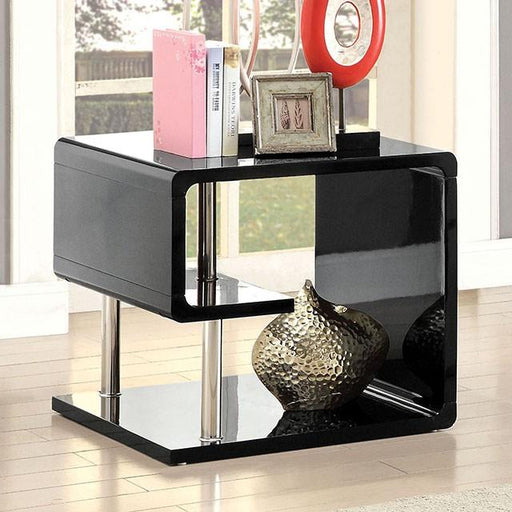 Ninove Black/Chrome End Table - The Mattress Center (Fresno,CA)