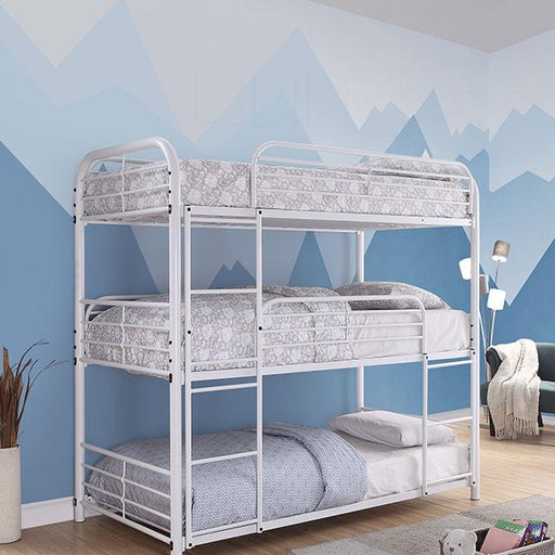 Opal Ii White Twin Triple Decker Bed - The Mattress Center (Fresno,CA)