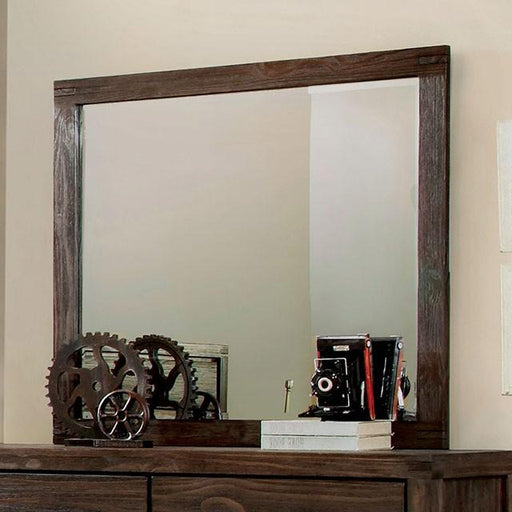Rexburg Wire-Brushed Rustic Brown Mirror - The Mattress Center (Fresno,CA)