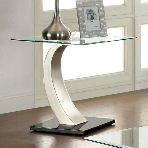 ROXO Satin Plated/Black End Table - The Mattress Center (Fresno,CA)