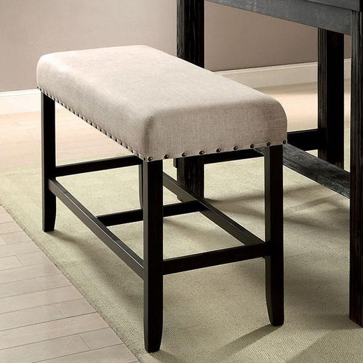 SANIA II Antique Black/Beige Counter Ht. Bench - The Mattress Center (Fresno,CA)