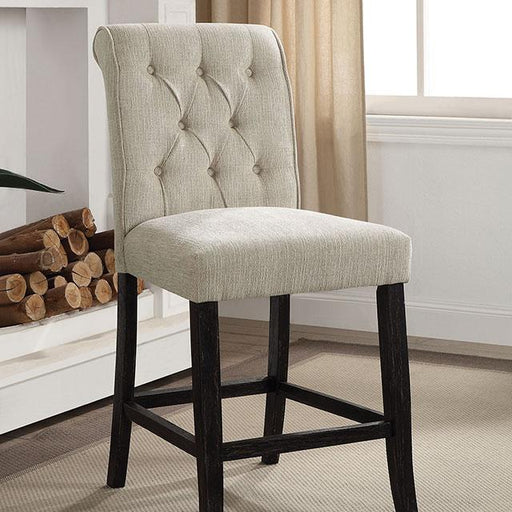 Izzy Beige/Antique Black Counter Ht. Chair, Ivory (2/CTN) - The Mattress Center (Fresno,CA)
