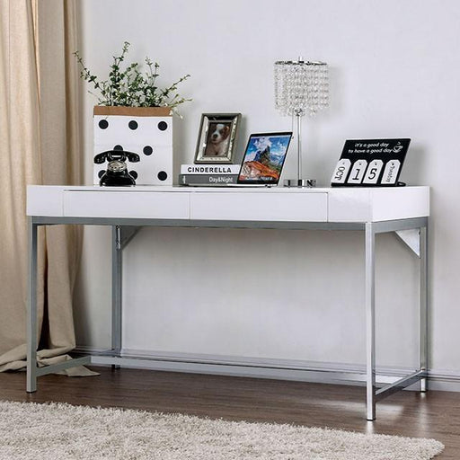 Loke White/Chrome Computer Desk - The Mattress Center (Fresno,CA)