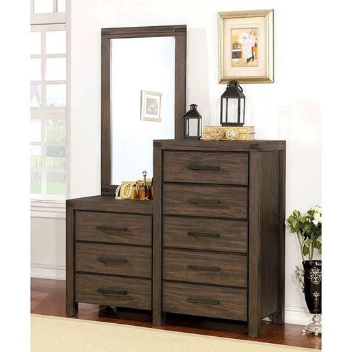 Rexburg Wire-Brushed Rustic Brown 8-Drawer Dresser Mirror - The Mattress Center (Fresno,CA)