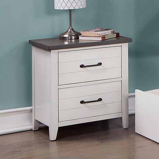 PRIAM Night Stand, White/Gray - The Mattress Center (Fresno,CA)