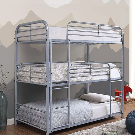 Opal Ii Silver Twin Triple Decker Bed - The Mattress Center (Fresno,CA)