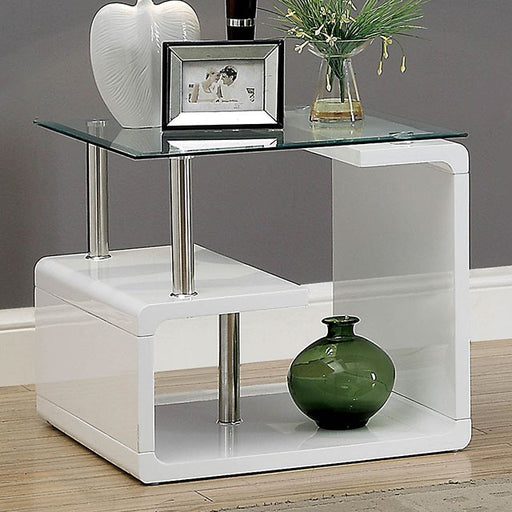 Torkel White/Chrome End Table - The Mattress Center (Fresno,CA)