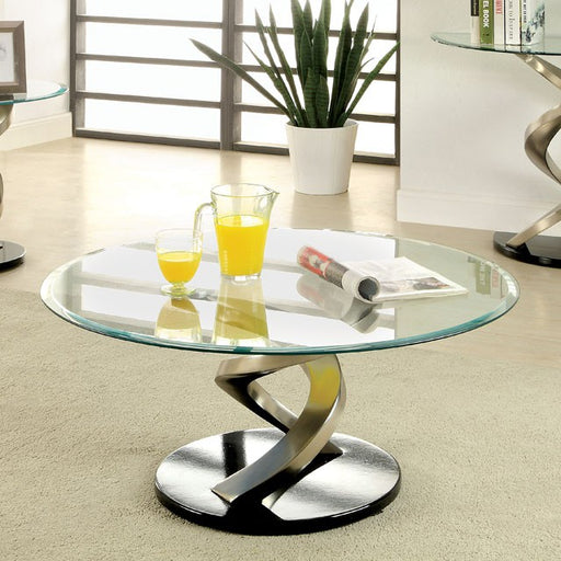 NOVA Satin Plated/Black Coffee Table - The Mattress Center (Fresno,CA)