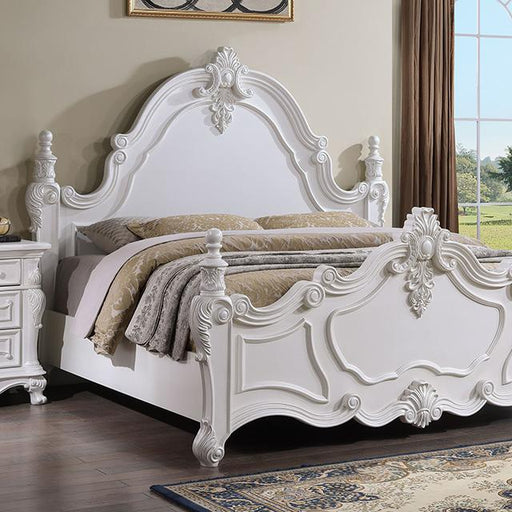 Francione E.King & Queen Bed White & Chrome - The Mattress Center (Fresno,CA)
