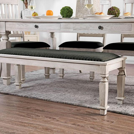 Georgia Antique White/Gray Bench - The Mattress Center (Fresno,CA)