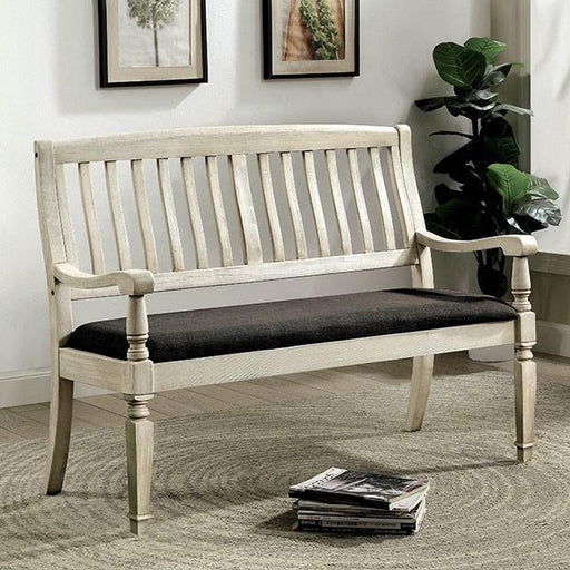 Georgia Antique White/Gray Love Seat Bench - The Mattress Center (Fresno,CA)