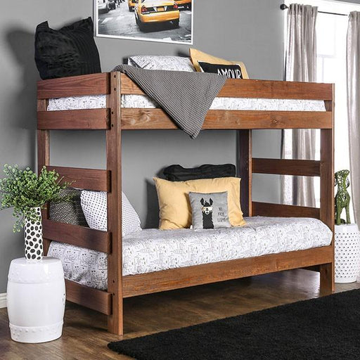 Arlette Twin/Twin Bunk Bed Brown, Black, Gray, & White - The Mattress Center (Fresno,CA)