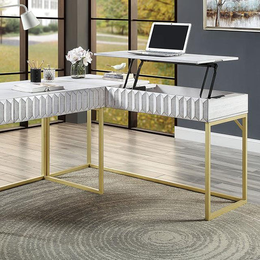 FREIBURG Corner Desk, Antique White - The Mattress Center (Fresno,CA)