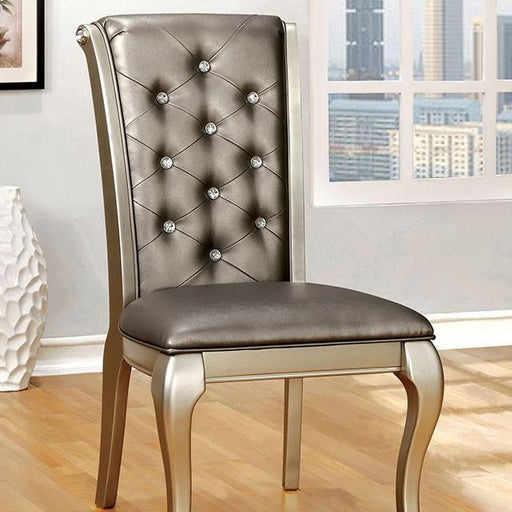 AMINA Champagne Side Chair (2/CTN) - The Mattress Center (Fresno,CA)