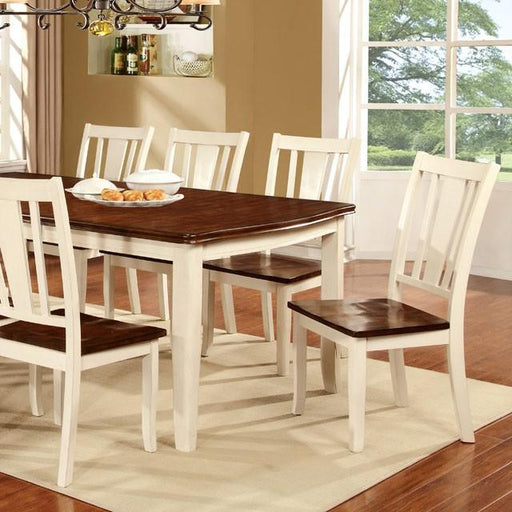 DOVER Vintage White/Cherry Dining Table w/ 18" Leaf - The Mattress Center (Fresno,CA)