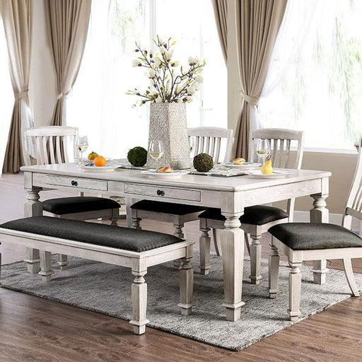 Georgia 6 Pc Dining Table Set with Bench - The Mattress Center (Fresno,CA)