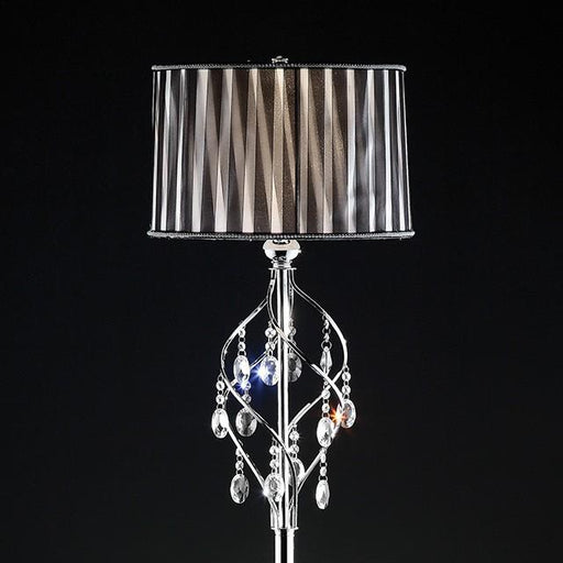 Arya Black/Chrome Floor Lamp, Hanging Crystal - The Mattress Center (Fresno,CA)