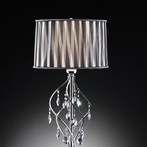Arya Black/Chrome Table Lamp, Hanging Crystal - The Mattress Center (Fresno,CA)